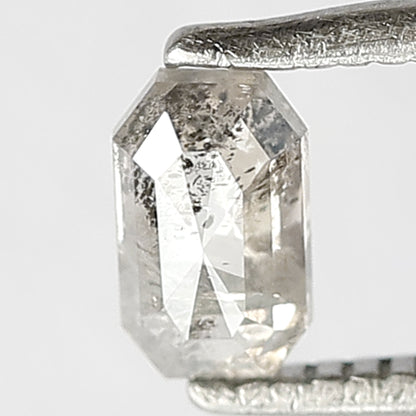 0.38 CT Natural Loose Emerald Shape Grey Black Diamond 5.5 MM Salt and Pepper Diamond for Custom Wedding Ring
