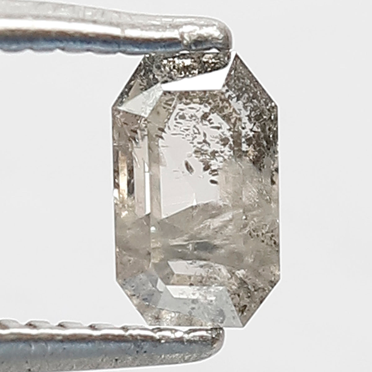 0.38 CT Natural Loose Emerald Shape Grey Black Diamond 5.5 MM Salt and Pepper Diamond for Custom Wedding Ring