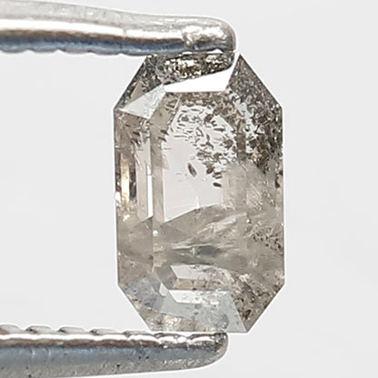 0.38 CT Natural Loose Emerald Shape Grey Black Diamond 5.5 MM Salt and Pepper Diamond for Custom Wedding Ring