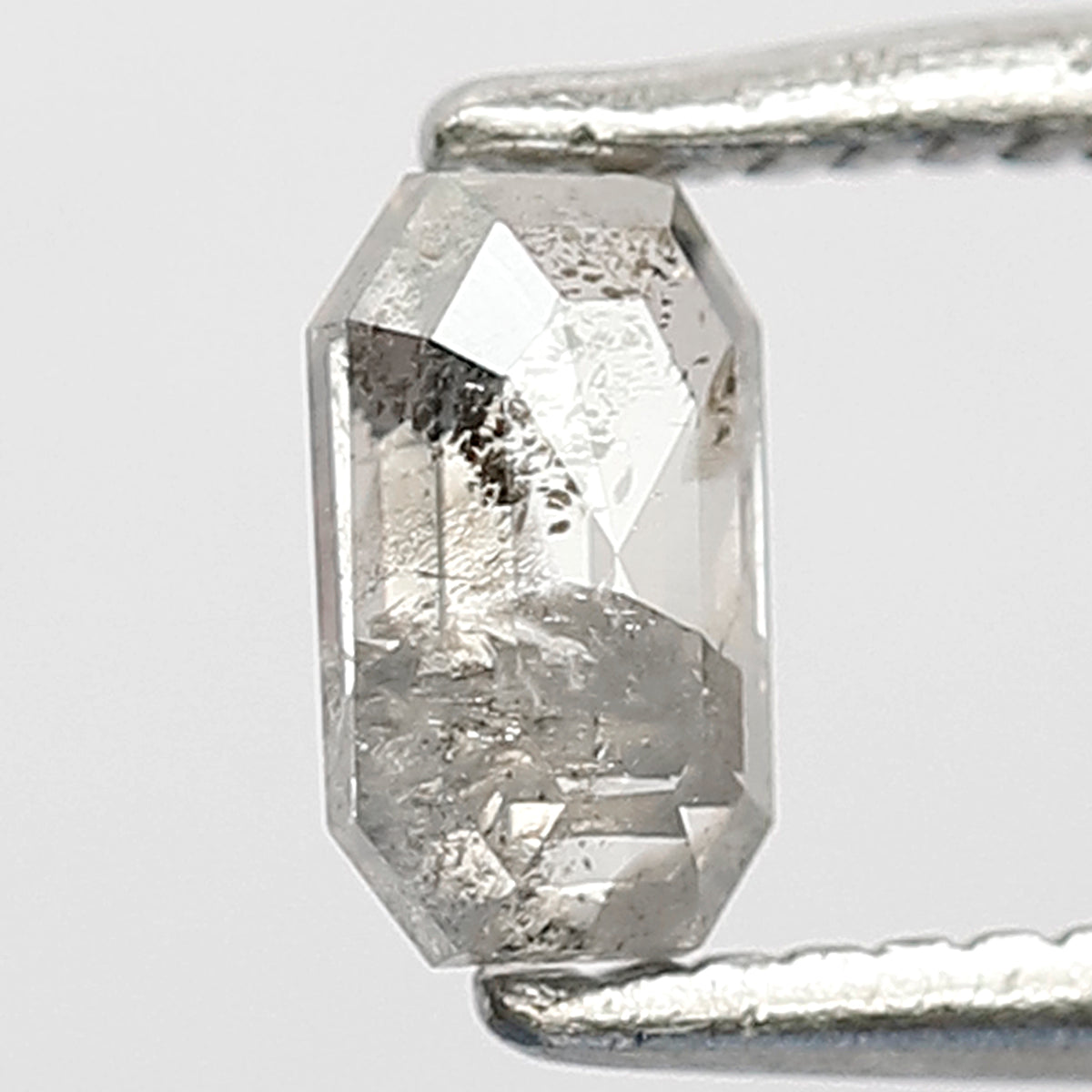 0.38 CT Natural Loose Emerald Shape Grey Black Diamond 5.5 MM Salt and Pepper Diamond for Custom Wedding Ring