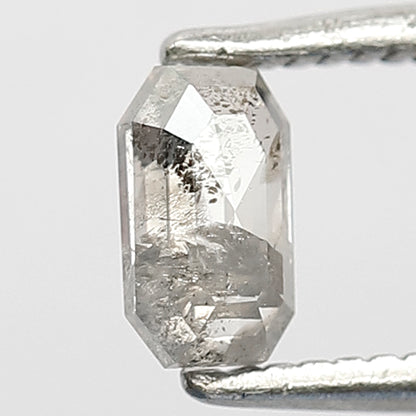 0.38 CT Natural Loose Emerald Shape Grey Black Diamond 5.5 MM Salt and Pepper Diamond for Custom Wedding Ring