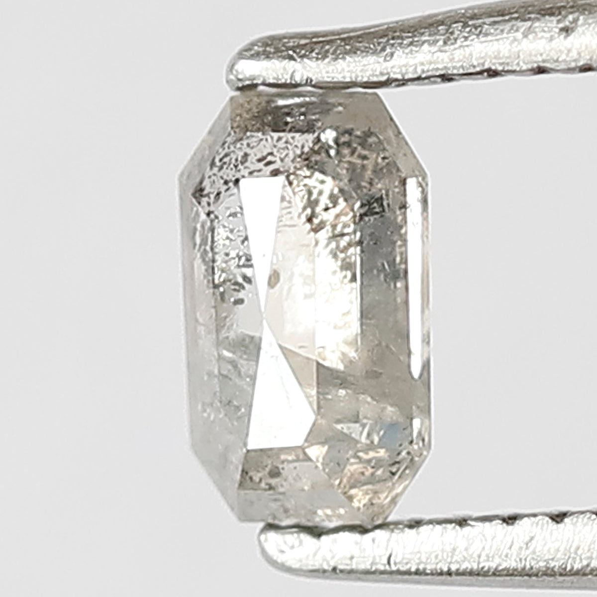 0.38 CT Natural Loose Emerald Shape Grey Black Diamond 5.5 MM Salt and Pepper Diamond for Custom Wedding Ring