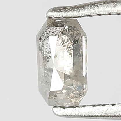 0.38 CT Natural Loose Emerald Shape Grey Black Diamond 5.5 MM Salt and Pepper Diamond for Custom Wedding Ring