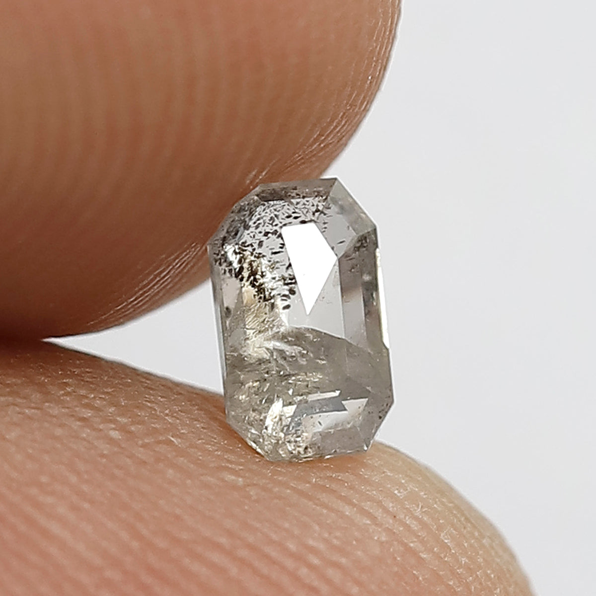 0.38 CT Natural Loose Emerald Shape Grey Black Diamond 5.5 MM Salt and Pepper Diamond for Custom Wedding Ring