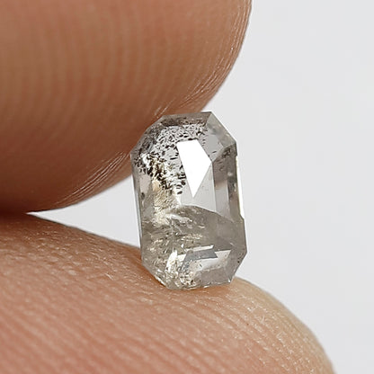 0.38 CT Natural Loose Emerald Shape Grey Black Diamond 5.5 MM Salt and Pepper Diamond for Custom Wedding Ring