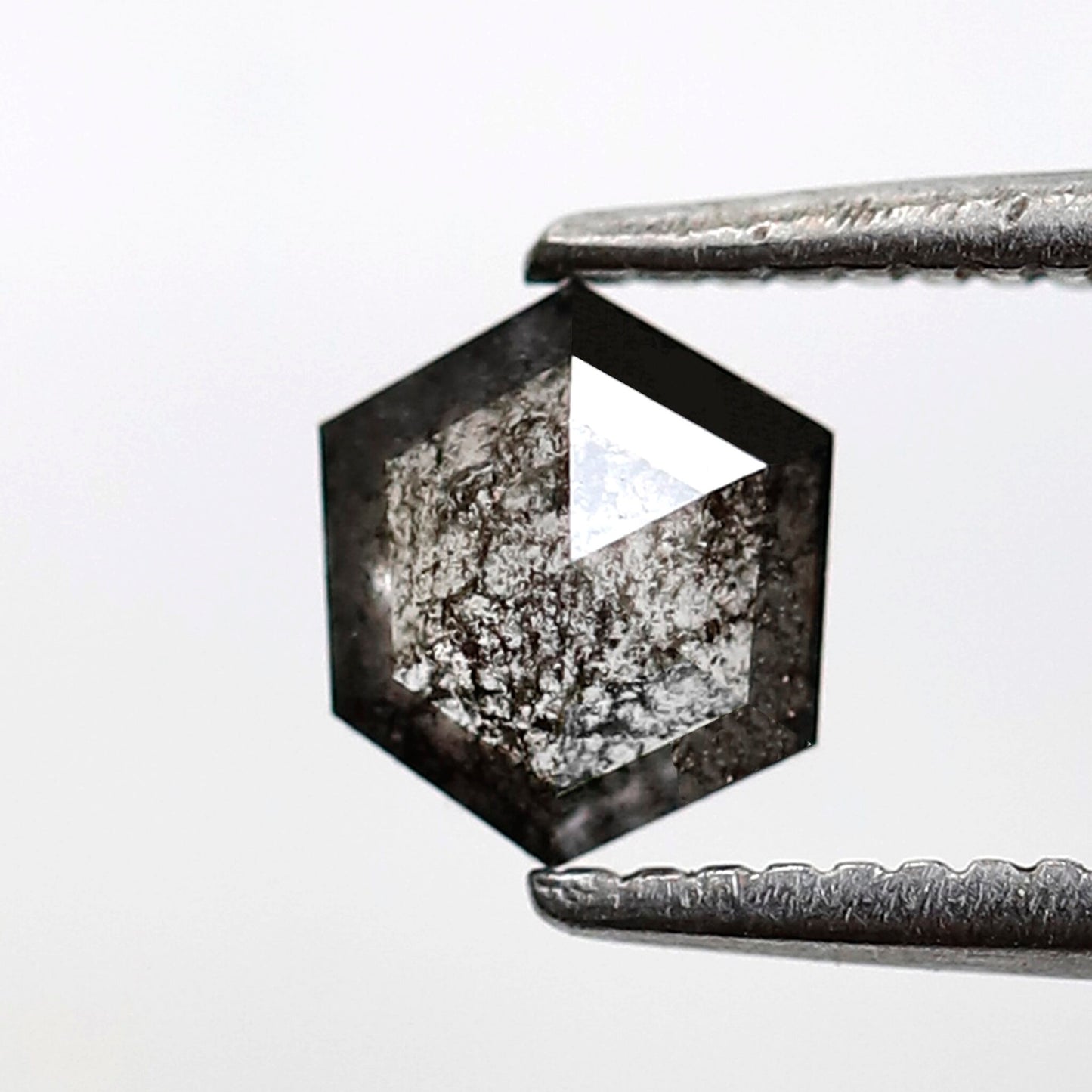 0.55 CT Hexagon Shape 5.70 mm Loose Diamond, Natural Blackish Gray Earth Mined Salt and Pepper Diamond