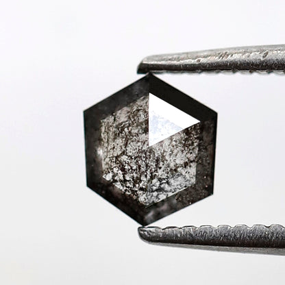 0.55 CT Hexagon Shape 5.70 mm Loose Diamond, Natural Blackish Gray Earth Mined Salt and Pepper Diamond