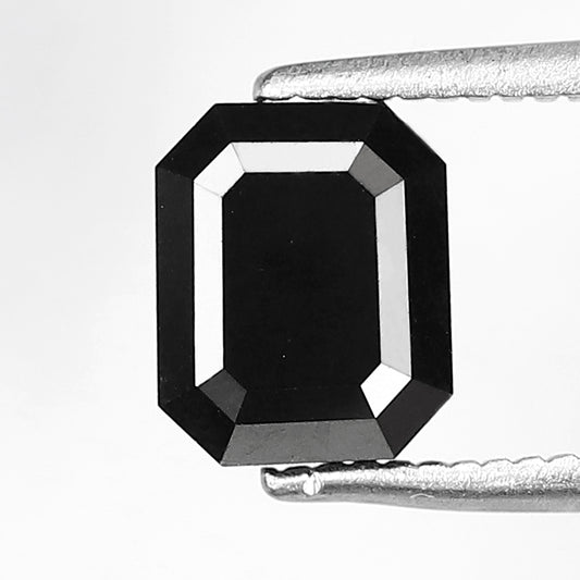 1.92 CT, 6.90 x 5.60 mm Emerald cut Loose Ethical Diamond, Natural Treated Black Diamond For Wedding Ring