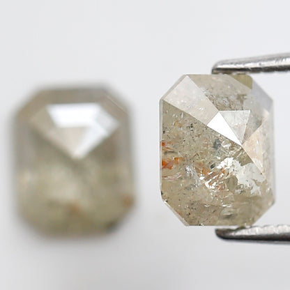 2.03 CT Pair of Emerald cut Loose Diamonds, Natural Misty Yellow Earth Mined Rustic Diamonds
