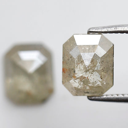 2.03 CT Pair of Emerald cut Loose Diamonds, Natural Misty Yellow Earth Mined Rustic Diamonds