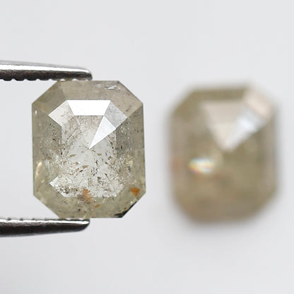 2.03 CT Pair of Emerald cut Loose Diamonds, Natural Misty Yellow Earth Mined Rustic Diamonds