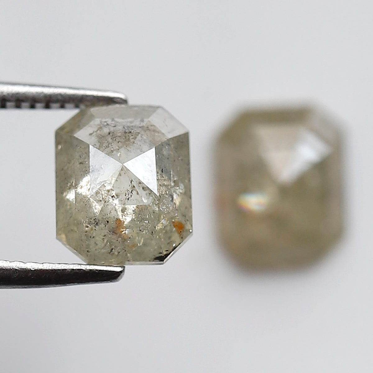 2.03 CT Pair of Emerald cut Loose Diamonds, Natural Misty Yellow Earth Mined Rustic Diamonds