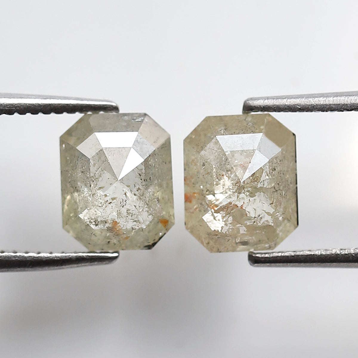 2.03 CT Pair of Emerald cut Loose Diamonds, Natural Misty Yellow Earth Mined Rustic Diamonds