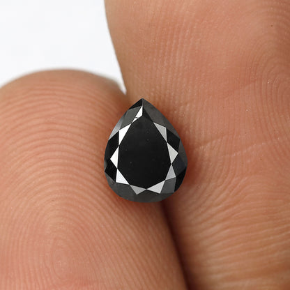 1.00 Ct Pear Shape Black Diamond | Conflict Free Natural Treated Loose Diamond for Pendant Jewelry