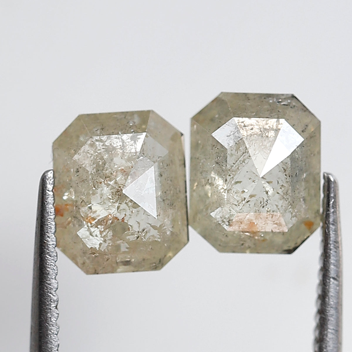 2.03 CT Pair of Emerald cut Loose Diamonds, Natural Misty Yellow Earth Mined Rustic Diamonds