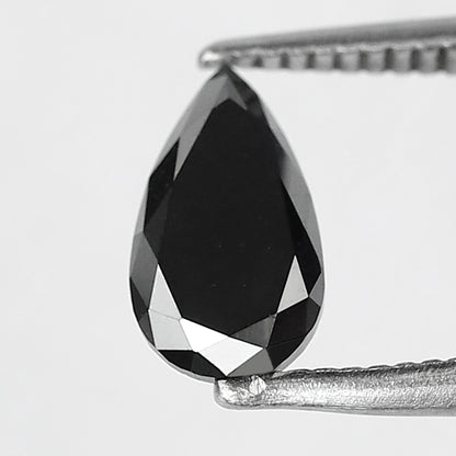 0.89 Ct Pear Shape Black Diamond | Earth Mined Natural Treated Loose Diamond | 8.30 mm Ring Stone