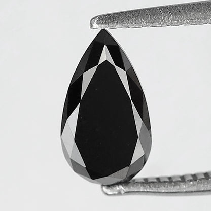 0.89 Ct Pear Shape Black Diamond | Earth Mined Natural Treated Loose Diamond | 8.30 mm Ring Stone