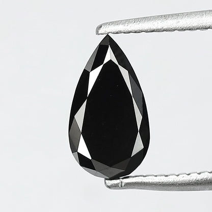 0.89 Ct Pear Shape Black Diamond | Earth Mined Natural Treated Loose Diamond | 8.30 mm Ring Stone