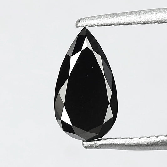 0.89 Ct Pear Shape Black Diamond | Earth Mined Natural Treated Loose Diamond | 8.30 mm Ring Stone
