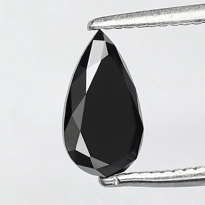 0.89 Ct Pear Shape Black Diamond | Earth Mined Natural Treated Loose Diamond | 8.30 mm Ring Stone