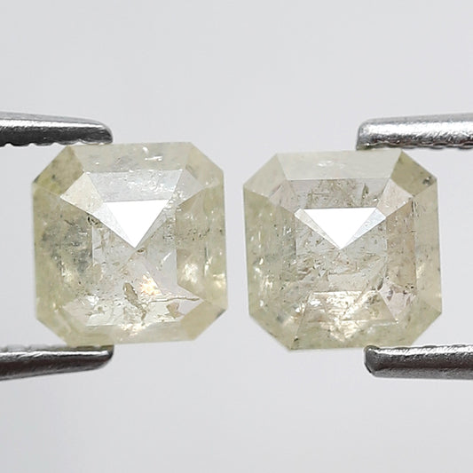 1.48 CT Translucent Yellow Asscher Cut Diamond Pair, Natural Loose Earth Mined Stones for Engagement Jewelry
