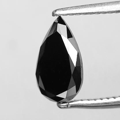 0.89 Ct Pear Shape Black Diamond | Earth Mined Natural Treated Loose Diamond | 8.30 mm Ring Stone