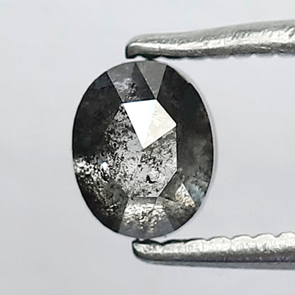 0.56 CT Oval Shape Natural Earth Mined Diamond, 5.10 MM Loose Salt and Pepper Gray Black Diamond for Anniversary Ring