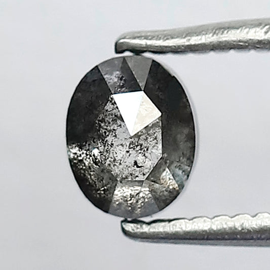 0.56 CT Oval Shape Natural Earth Mined Diamond, 5.10 MM Loose Salt and Pepper Gray Black Diamond for Anniversary Ring