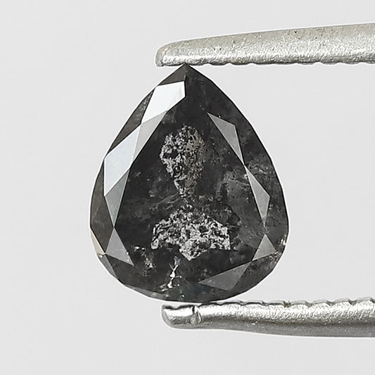 0.82 CT Pear Shape Salt and Pepper Diamond, Natural Gray Black Loose Ethical Diamond For Wedding Jewelry