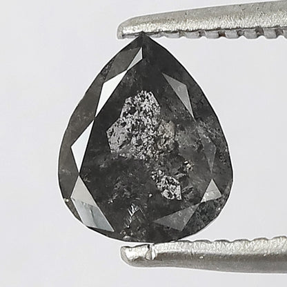 0.82 CT Pear Shape Salt and Pepper Diamond, Natural Gray Black Loose Ethical Diamond For Wedding Jewelry