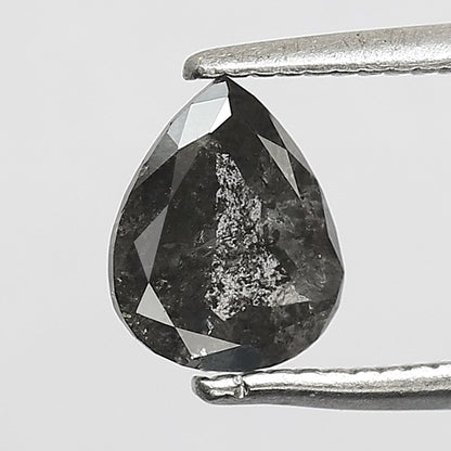0.82 CT Pear Shape Salt and Pepper Diamond, Natural Gray Black Loose Ethical Diamond For Wedding Jewelry