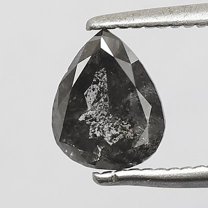 0.82 CT Pear Shape Salt and Pepper Diamond, Natural Gray Black Loose Ethical Diamond For Wedding Jewelry