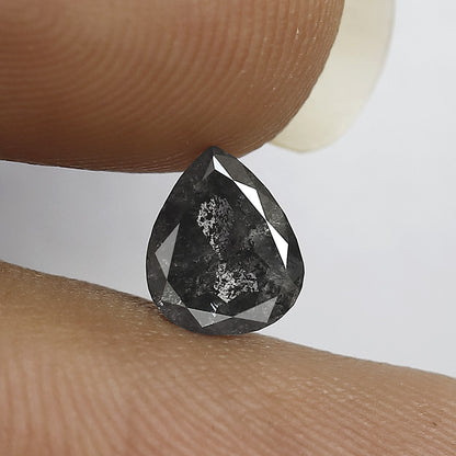 0.82 CT Pear Shape Salt and Pepper Diamond, Natural Gray Black Loose Ethical Diamond For Wedding Jewelry