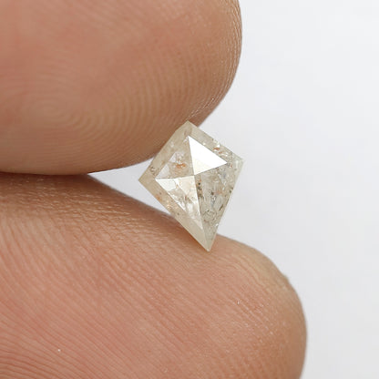 0.74 CT Misty White Kite Shape Loose Diamond, Natural 7.50 mm Earth Mined Salt and Pepper Diamond For Kite Pendant and Ring