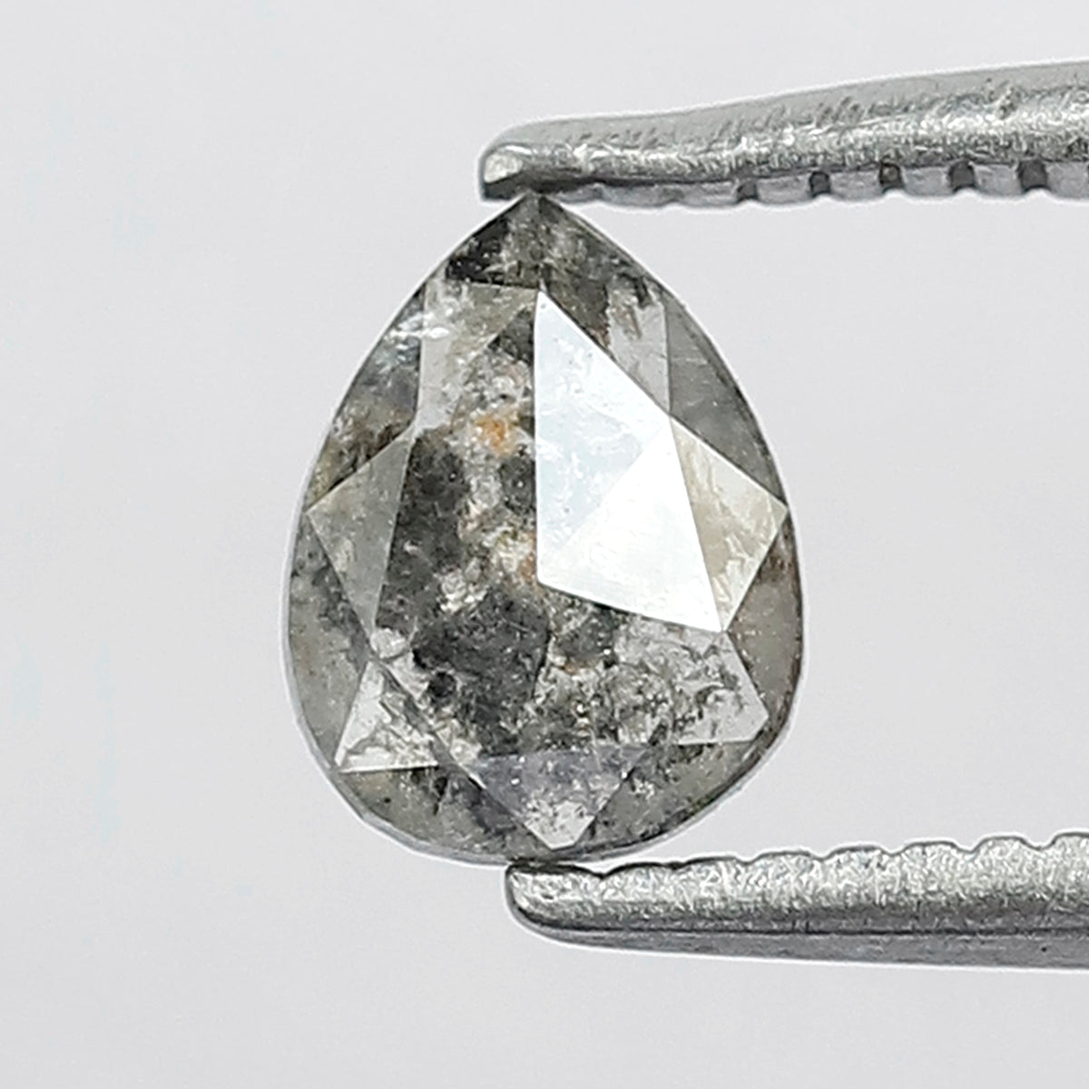 Natural Pear Shape Salt and Pepper Diamond 0.41 CT, Gray Black Loose Ethical Diamond for Ring Making