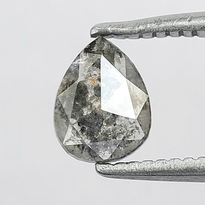 Natural Pear Shape Salt and Pepper Diamond 0.41 CT, Gray Black Loose Ethical Diamond for Ring Making