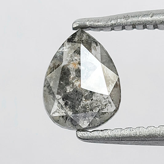 Natural Pear Shape Salt and Pepper Diamond 0.41 CT, Gray Black Loose Ethical Diamond for Ring Making