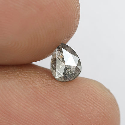 Natural Pear Shape Salt and Pepper Diamond 0.41 CT, Gray Black Loose Ethical Diamond for Ring Making