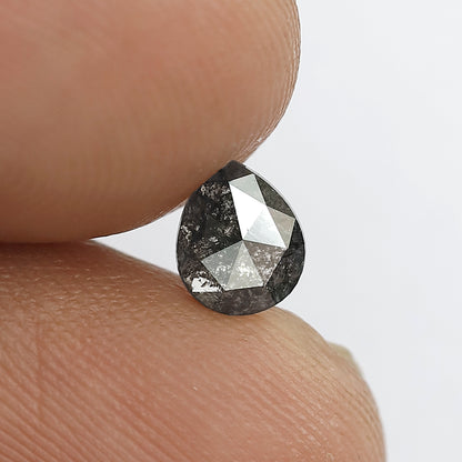 0.41 CT Pear Shape Earth Mined Loose Diamond, 5.9 mm Natural Blackish Gray Salt and Pepper Conflict Free Diamond