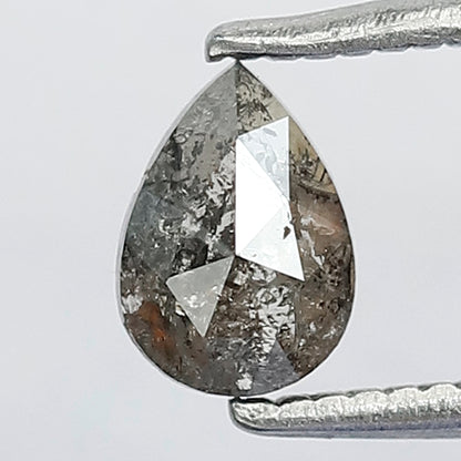 0.41 CT Pear Shape Conflict Free Loose Diamond, Natural Gray Black Ethical Salt and Pepper Diamond