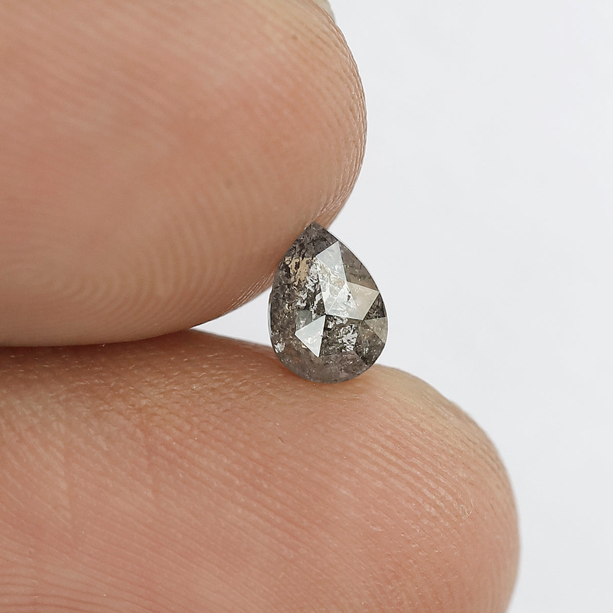 0.41 CT Pear Shape Conflict Free Loose Diamond, Natural Gray Black Ethical Salt and Pepper Diamond