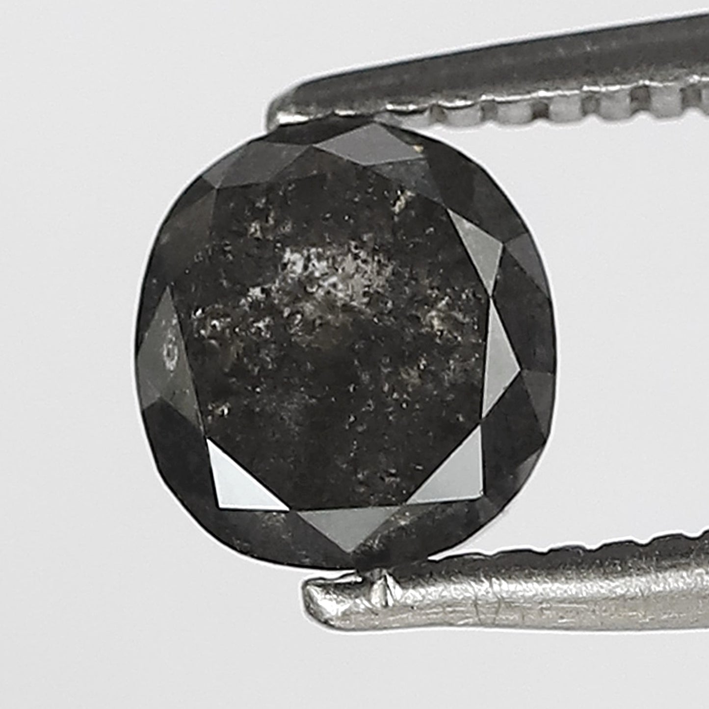 1.02 CT Oval Shape Salt and Pepper Diamond, Natural 5.60 mm Gray Black Ethical Diamond