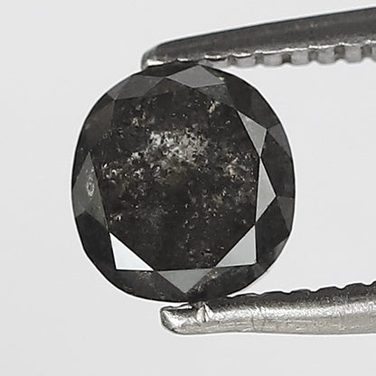 1.02 CT Oval Shape Salt and Pepper Diamond, Natural 5.60 mm Gray Black Ethical Diamond