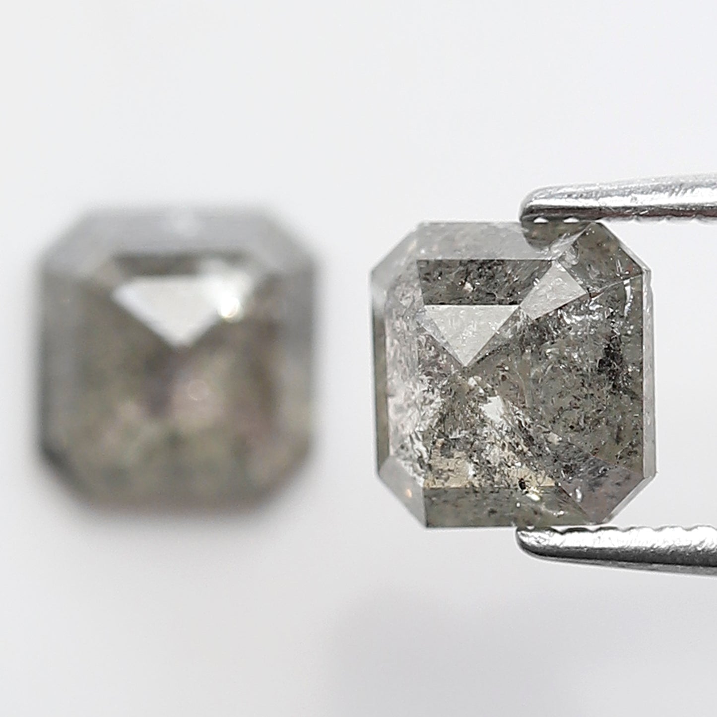 2.02 CT Pair Of Natural Asscher Cut Gray Green Diamonds, Loose Earth Mined Stone for Custom Engagement Jewelry