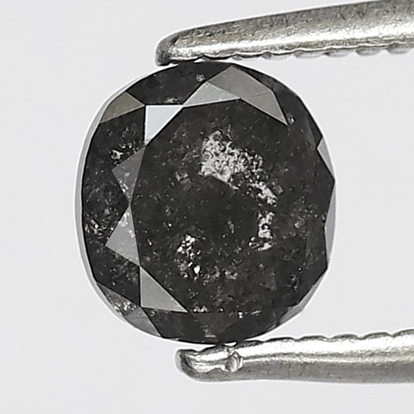 1.02 CT Oval Shape Salt and Pepper Diamond, Natural 5.60 mm Gray Black Ethical Diamond