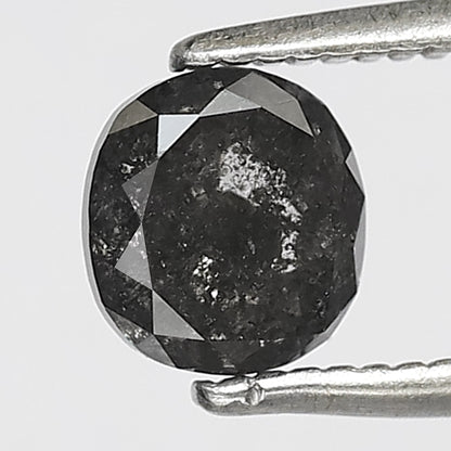 1.02 CT Oval Shape Salt and Pepper Diamond, Natural 5.60 mm Gray Black Ethical Diamond