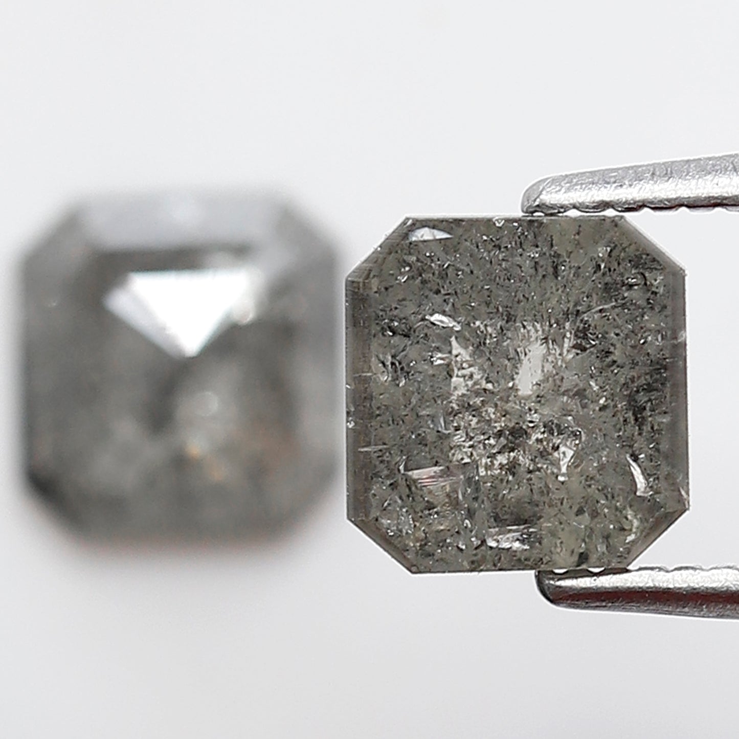 2.02 CT Pair Of Natural Asscher Cut Gray Green Diamonds, Loose Earth Mined Stone for Custom Engagement Jewelry