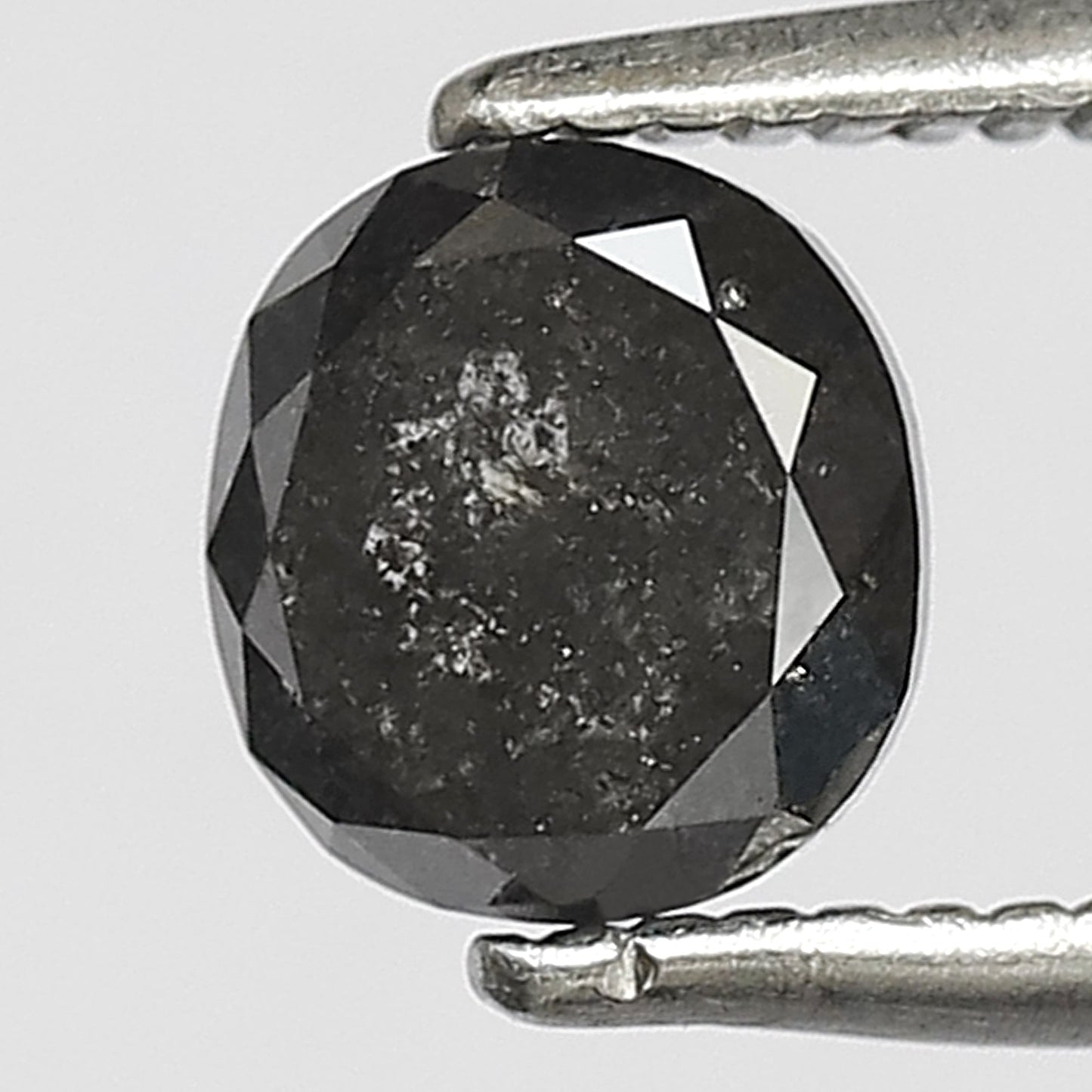 1.02 CT Oval Shape Salt and Pepper Diamond, Natural 5.60 mm Gray Black Ethical Diamond