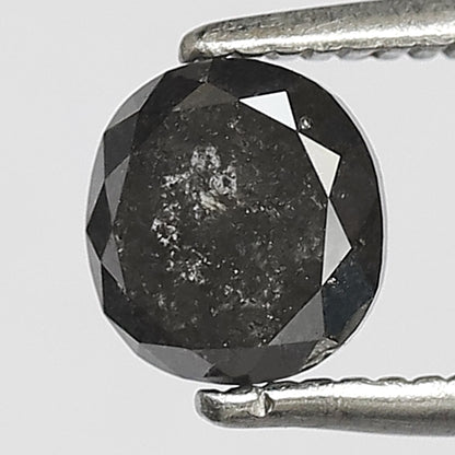 1.02 CT Oval Shape Salt and Pepper Diamond, Natural 5.60 mm Gray Black Ethical Diamond