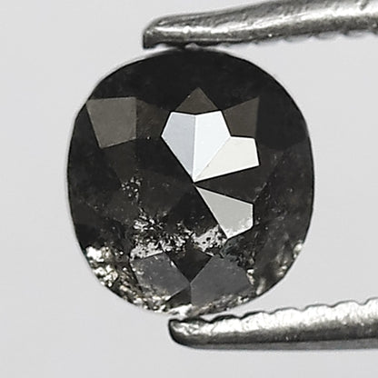 1.02 CT Oval Shape Salt and Pepper Diamond, Natural 5.60 mm Gray Black Ethical Diamond